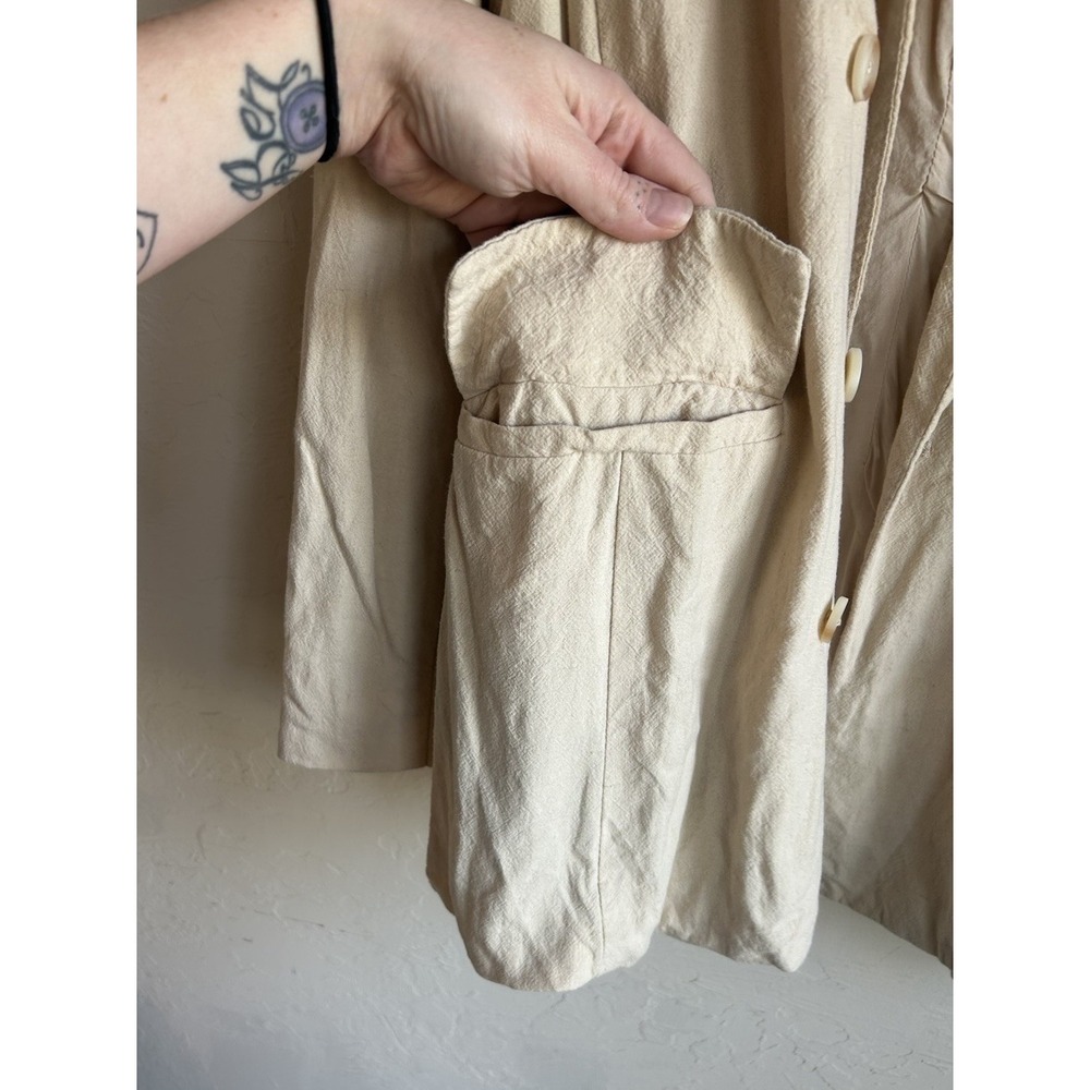 Free People Olivia Blazer M Oversized Double Breasted Linen Cream Minimalist - Picture 7 of 11